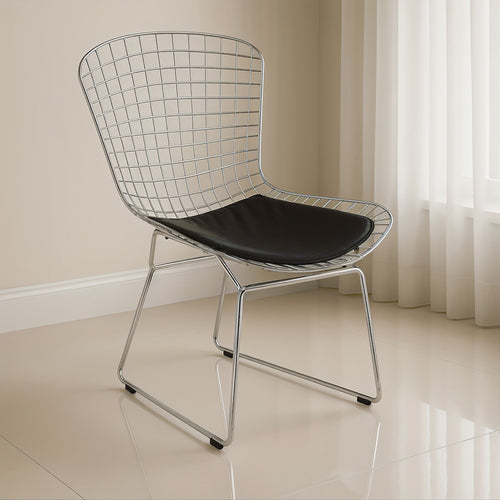 Dining Chair in Steel – Grid Design with Cushion – Lived - gallery 2