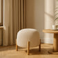 Upholstered Corduroy Pouf with Natural Wood Legs - Nathaly