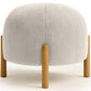 Upholstered Corduroy Pouf with Natural Wood Legs - Nathaly
