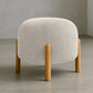 Upholstered Corduroy Pouf with Natural Wood Legs - Nathaly