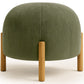 Pouf imbottito in velluto a coste con gambe in legno naturale - Nathaly