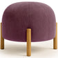 Pouf imbottito in velluto a coste con gambe in legno naturale - Nathaly