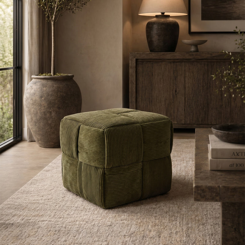 Square Corduroy Pouf – Modern & Elegant Design – Cub