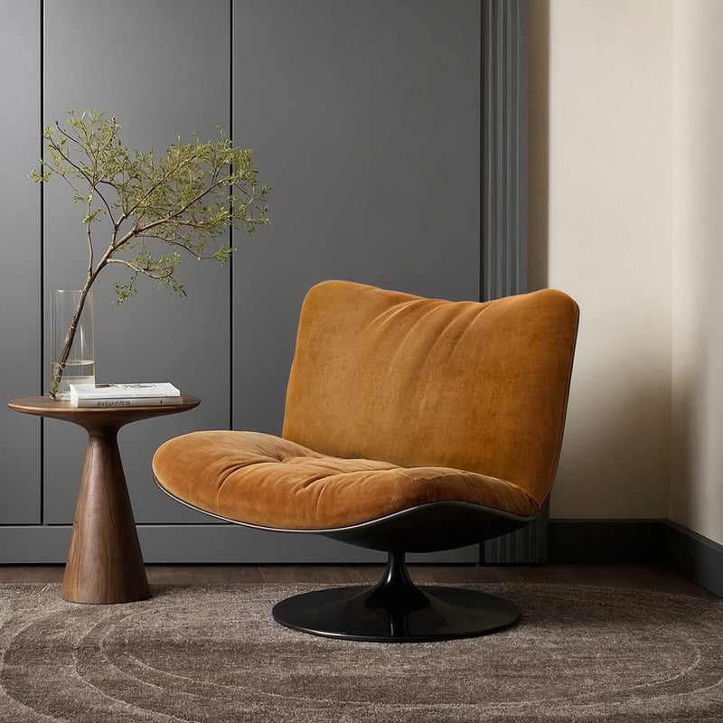 Upholstered Curved Design Contemporary Style Armchair - Tulipe