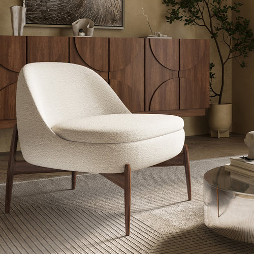 Curved Scandinavian Design Upholstered Armchair - Larseen