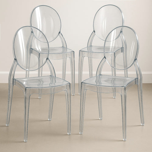 Pack of 4 Dining Chairs Transparent - Estilo Victoria - gallery 2