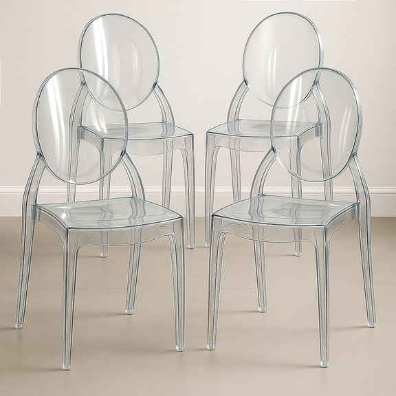 Pack of 4 Dining Chairs Transparent - Estilo Victoria - gallery 2