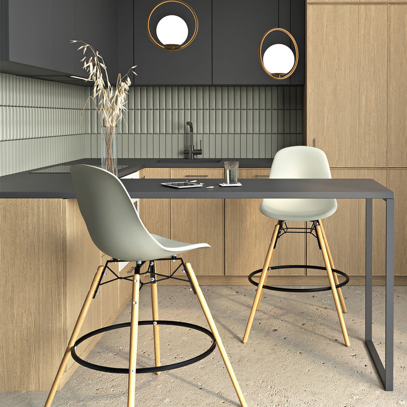 Bar Stool - Scandinavian Design - Wooden Legs - Pack of 4 - Skögur