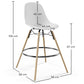 Bar Stool - Scandinavian Design - Wooden Legs - Pack of 4 - Skögur