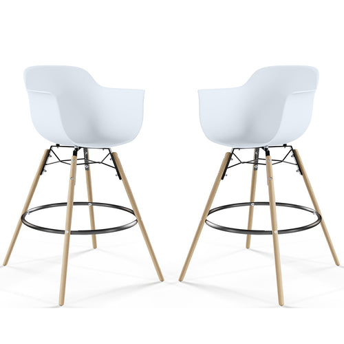Bar Stool - Scandinavian Design - Wooden Legs - Pack of 2 - Nordika