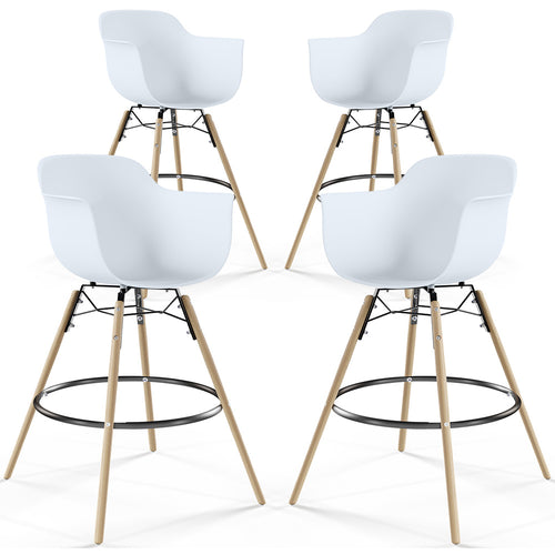 Bar Stool - Scandinavian Design - Wooden Legs - Pack of 4 - Nordika