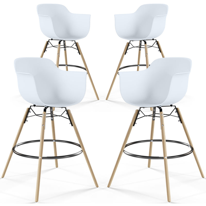 Bar Stool - Scandinavian Design - Wooden Legs - Pack of 4 - Nordika