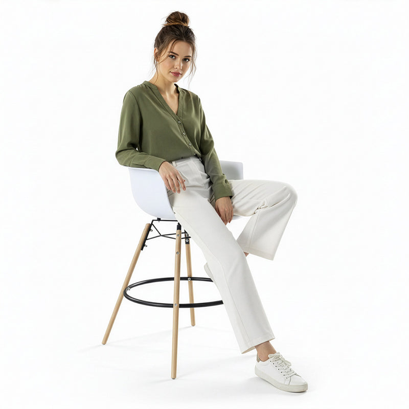 Bar Stool - Scandinavian Design - Wooden Legs - Pack of 4 - Nordika