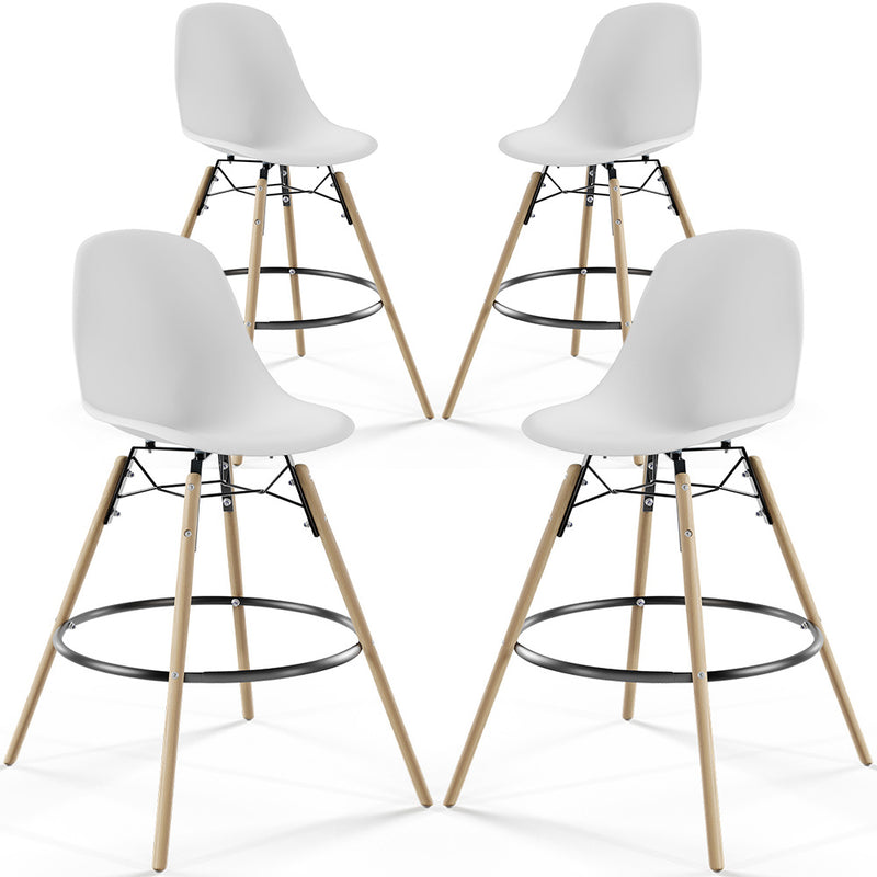 Bar Stool - Scandinavian Design - Wooden Legs - Pack of 4 - Skögur