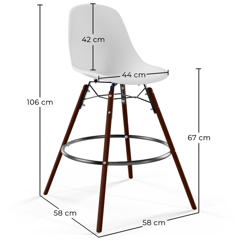 Bar Stool - Scandinavian Design - Dark Wood Legs - Skögur