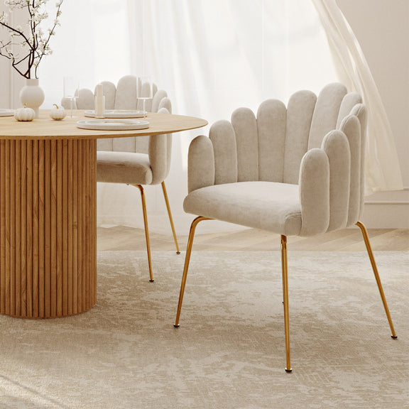 Dining Chair Shell Glam design in Velvet - Golden Legs - Shell - gallery 2