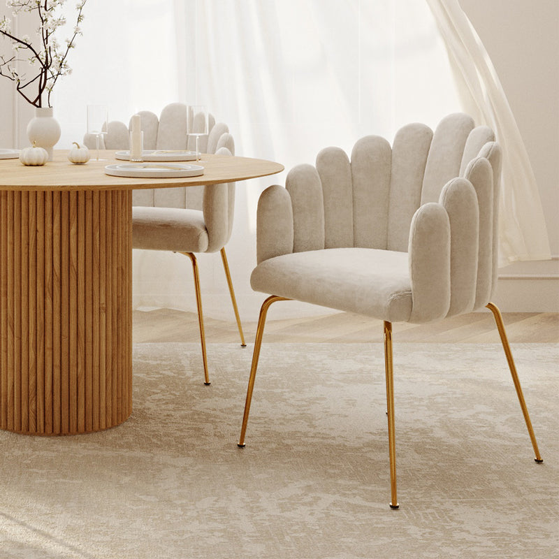 Dining Chair Shell Glam design in Velvet - Golden Legs - Shell - gallery 2