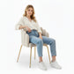Dining Chair Shell Glam design in Velvet - Golden Legs - Shell - gallery 3