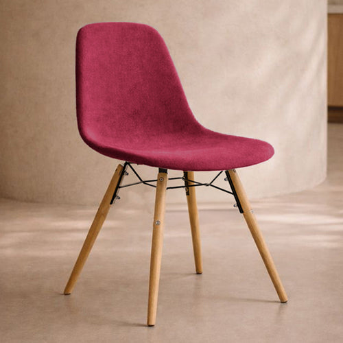 Chaise de salle à manger en velours - Design scandinave et pieds en bois - Skögur
