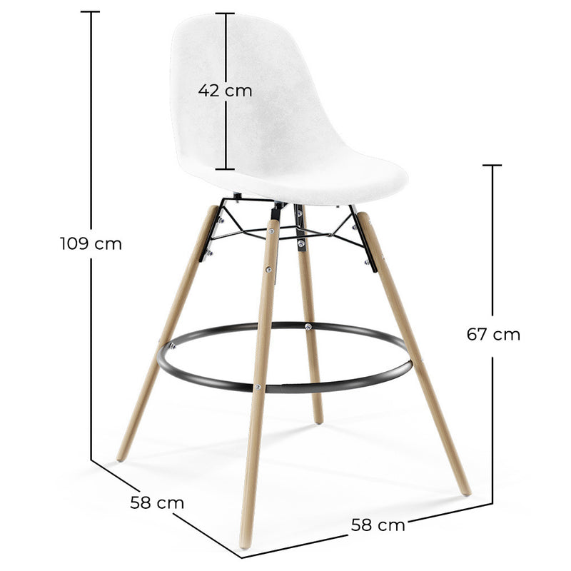 Velvet Bar Stool - Scandinavian Design and Wooden Legs - Skögur