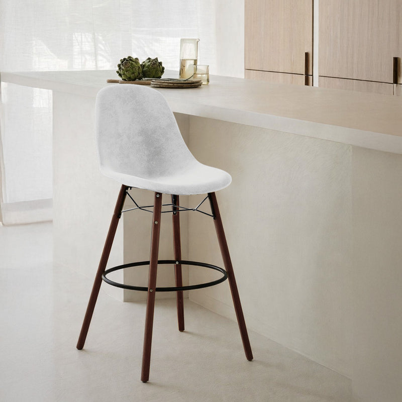 Velvet Bar Stool - Scandinavian Design and Dark Wood Legs - Skögur