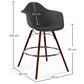 Velvet Bar Stool - Scandinavian Design and Dark Wood Legs - Nordika