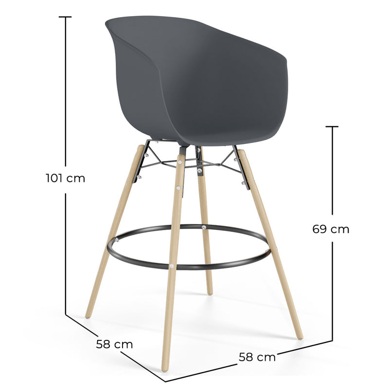 Bar Stool - Scandinavian Design - Natural Wood Legs - Melania