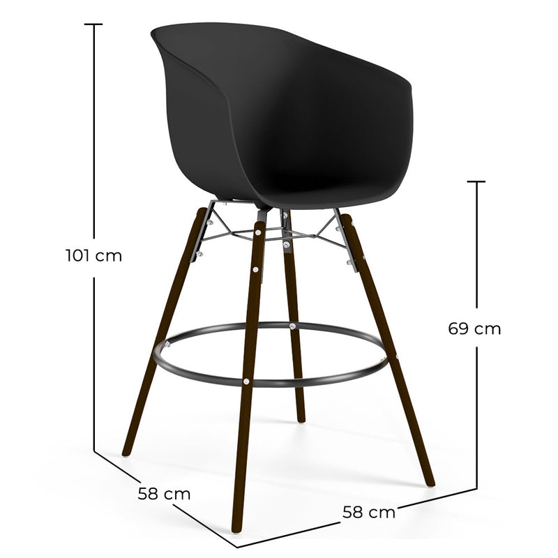 Bar Stool - Scandinavian Design - Dark Wood Legs - Pirela