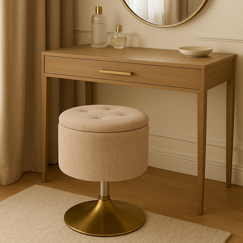 Stool With Storage Upholstered In Chenille - Tony