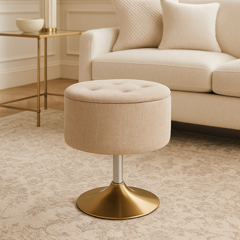Stool With Storage Upholstered In Chenille - Tony