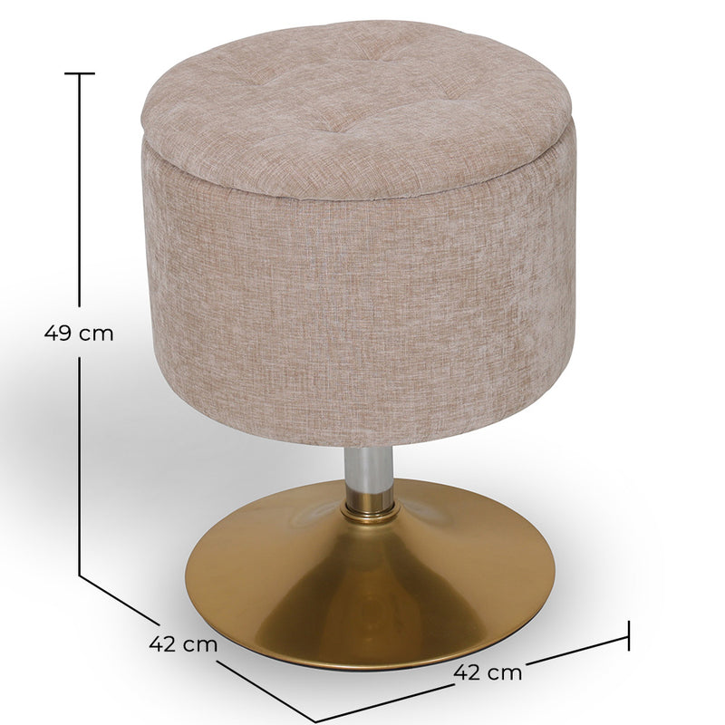 Stool With Storage Upholstered In Chenille - Tony