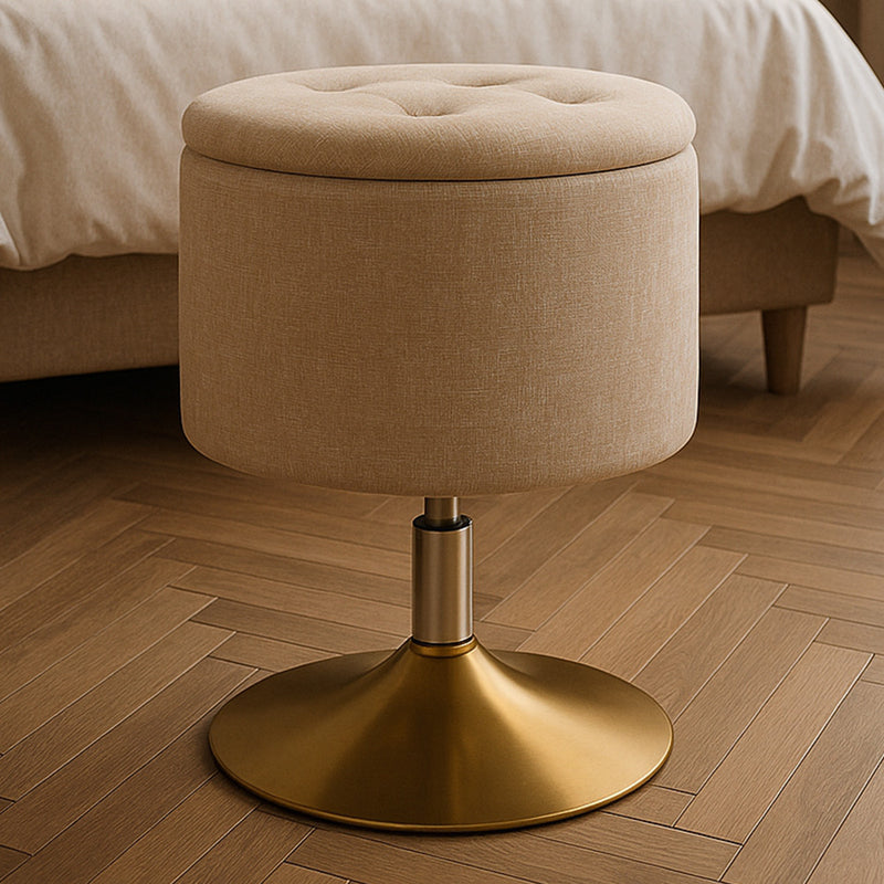 Stool With Storage Upholstered In Chenille - Tony