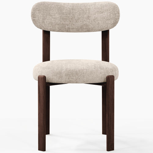 Dining chair upholstered in Chenille – Dark wood-effect legs – Ergonomic and modern design – Okare