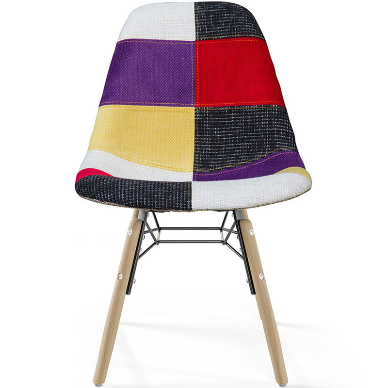 Dining Chair - Patchwork Upholstery - Scandinavian Design and Wooden Legs - Skögur