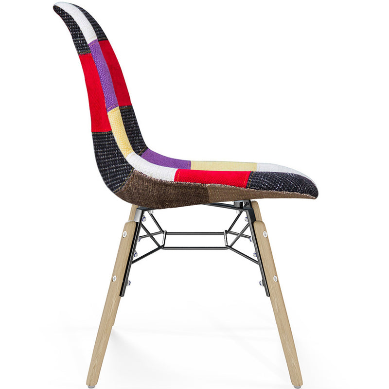 Dining Chair - Patchwork Upholstery - Scandinavian Design and Wooden Legs - Skögur