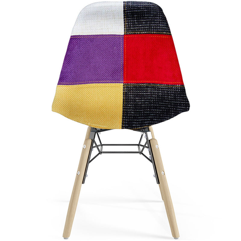 Dining Chair - Patchwork Upholstery - Scandinavian Design and Wooden Legs - Skögur