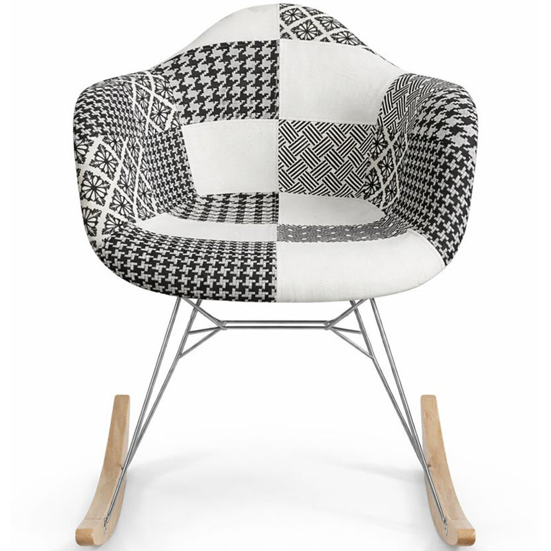 Rocking chair Nordic-style Patchwork– Upholstered in Fabric – Patchwork Sam