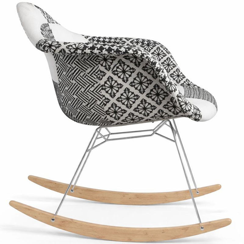 Rocking chair Nordic-style Patchwork– Upholstered in Fabric – Patchwork Sam