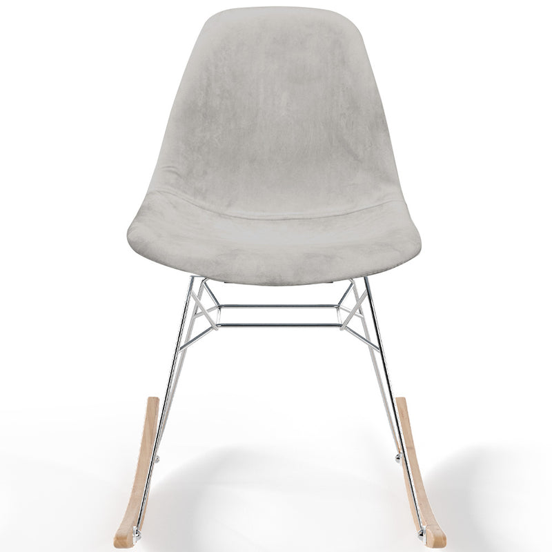 Rocking Chair Modern Fabric Upholstered for Adults - Steel and Wood Legs - Skögur