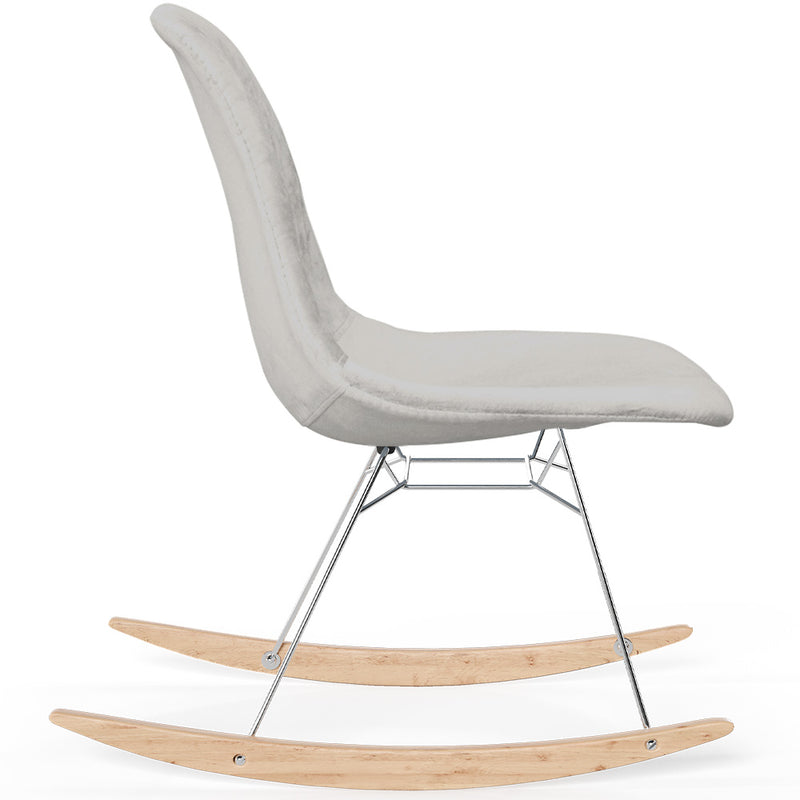 Rocking Chair Modern Fabric Upholstered for Adults - Steel and Wood Legs - Skögur