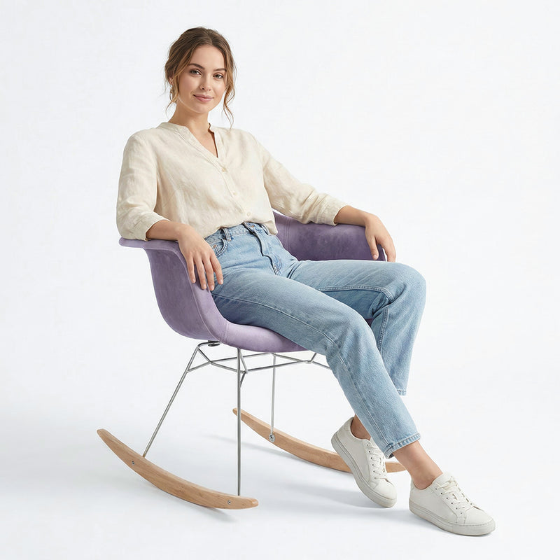 Rocking Chair Modern Fabric Upholstered – Nordic Style - Nordika