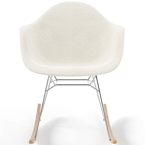 Rocking Chair Bouclé with Arms – Scandinavian Design with Steel and Wood - Nordika