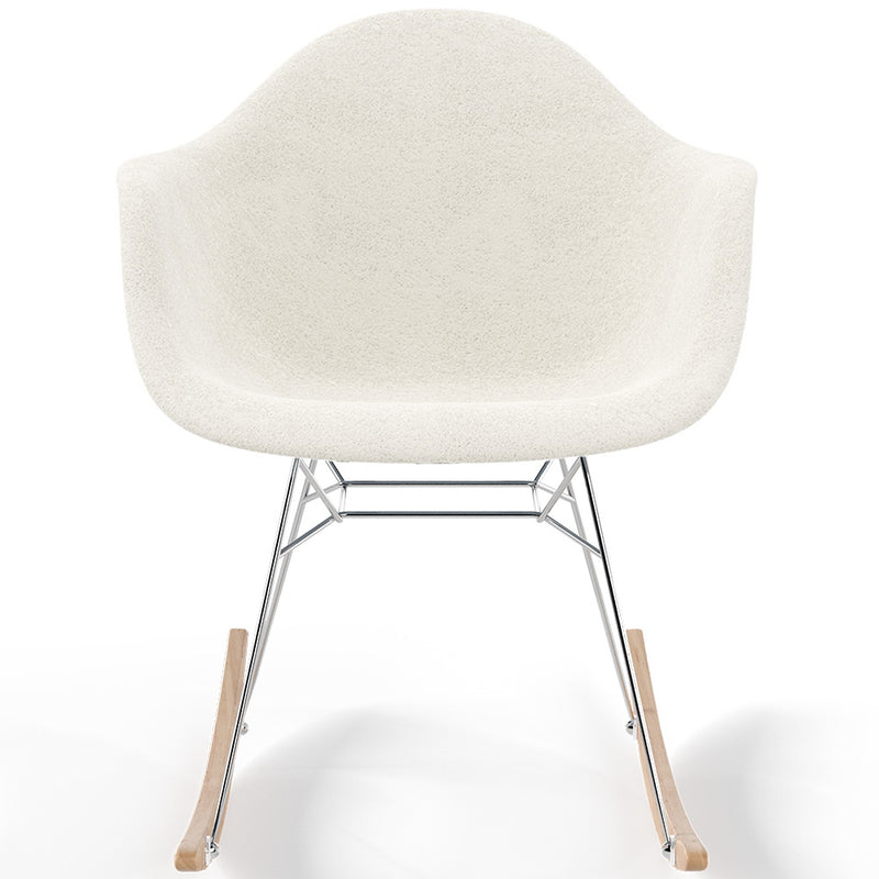 Rocking Chair Bouclé with Arms – Scandinavian Design with Steel and Wood - Nordika