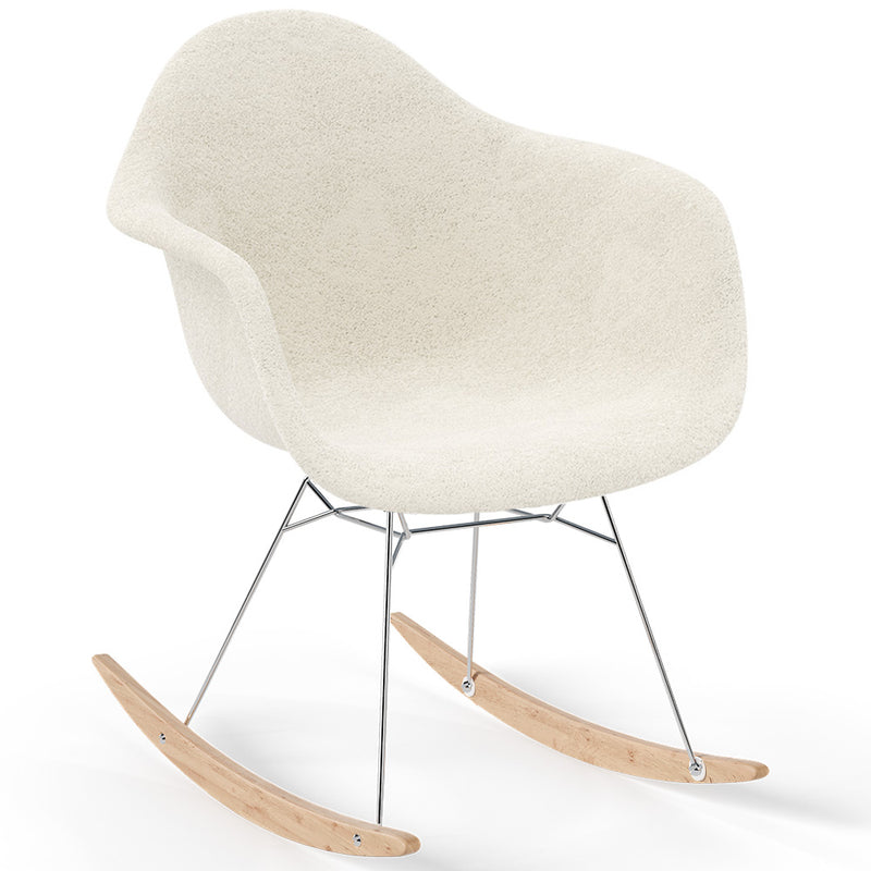 Rocking Chair Bouclé with Arms – Scandinavian Design with Steel and Wood - Nordika