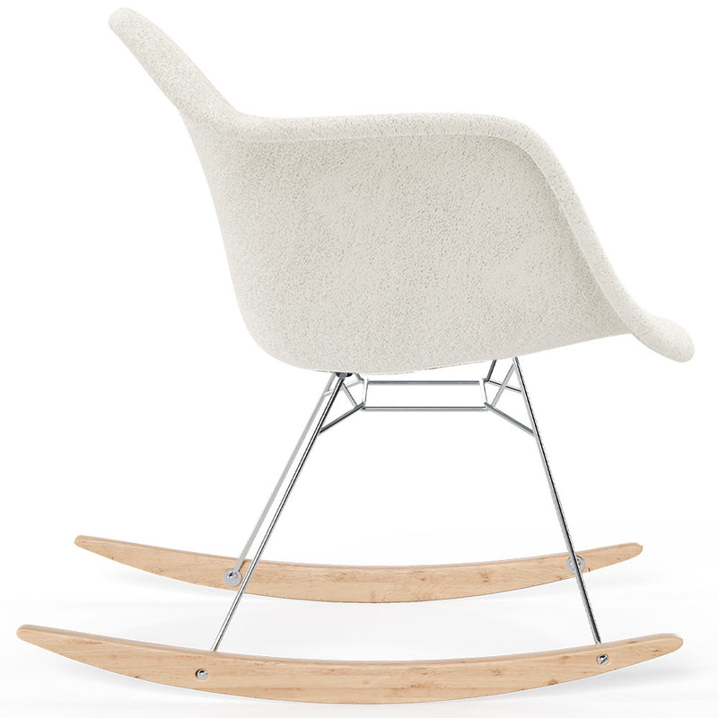 Rocking Chair Bouclé with Arms – Scandinavian Design with Steel and Wood - Nordika