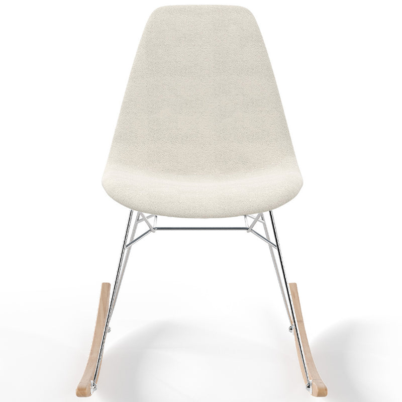 Rocking Chair  Minimalist Bouclé – Nordic Style with Wood and Steel Base - Skögur