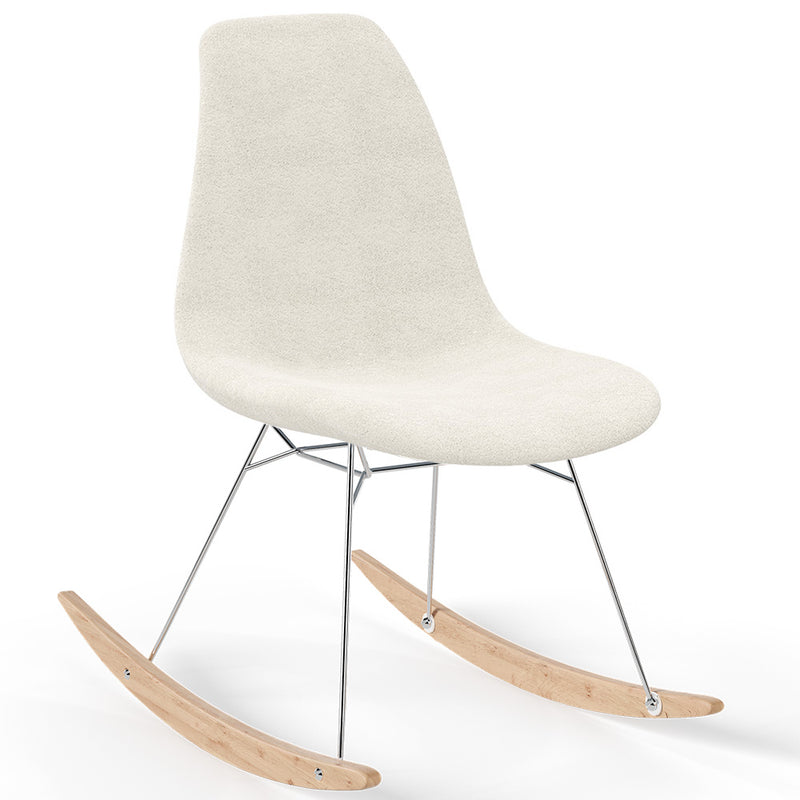 Rocking Chair  Minimalist Bouclé – Nordic Style with Wood and Steel Base - Skögur