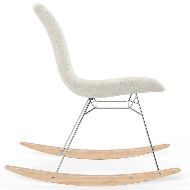 Rocking Chair  Minimalist Bouclé – Nordic Style with Wood and Steel Base - Skögur
