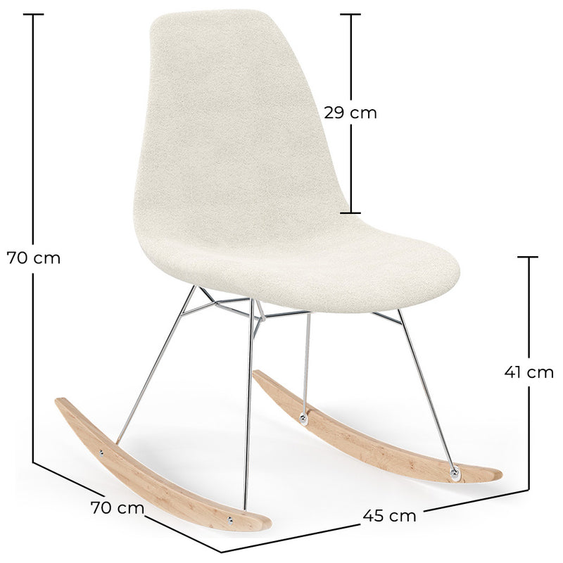 Rocking Chair  Minimalist Bouclé – Nordic Style with Wood and Steel Base - Skögur
