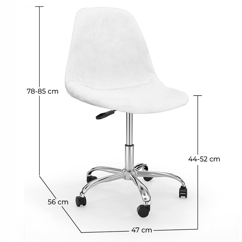 Office Chair Swivel with Wheels – Velvet Upholstery – Steel Legs - Denisse
